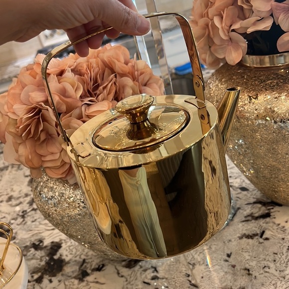 NWT GOLD METAL TEA POT 1.5 LITER - Picture 5 of 17